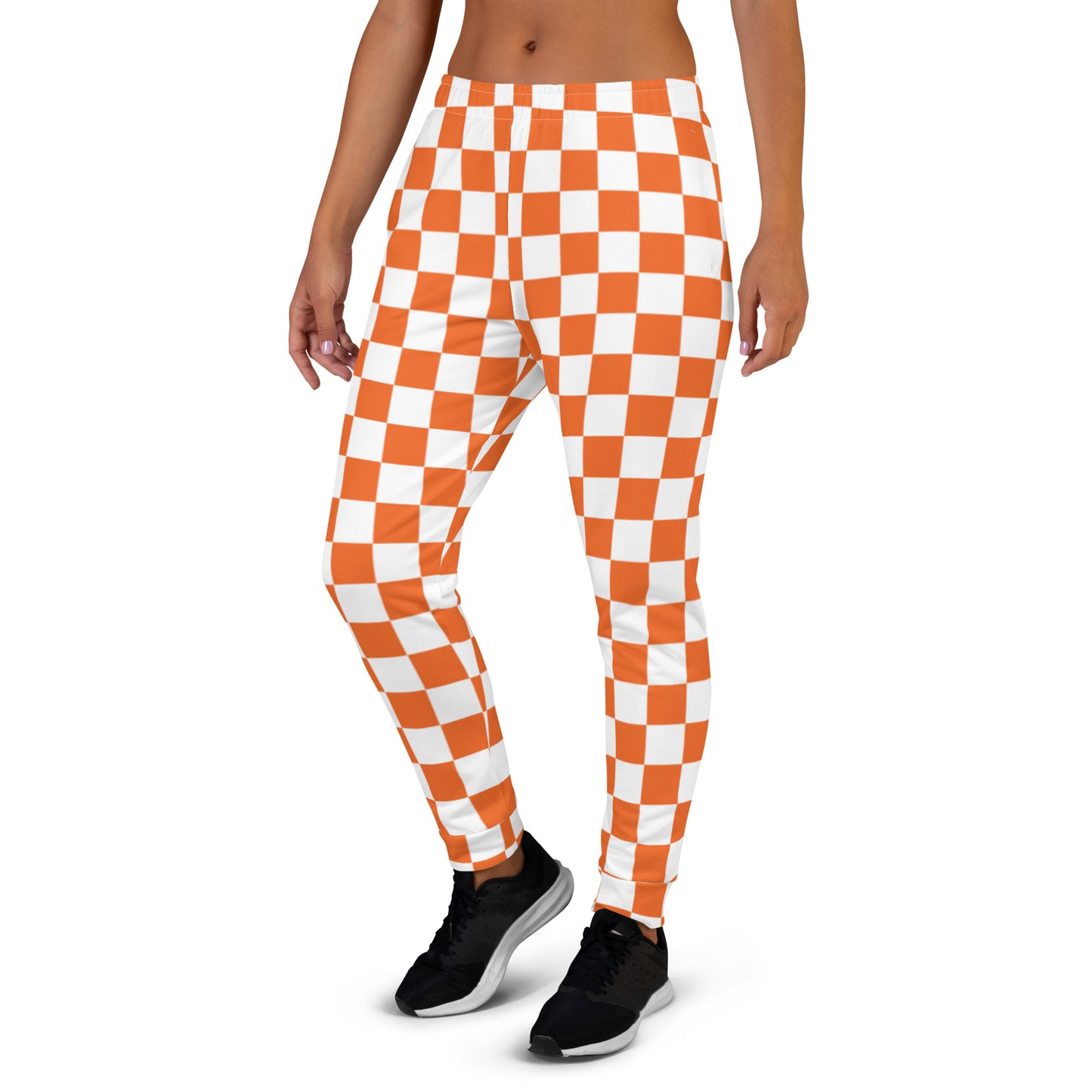 Women's Joggers orange and white checker board