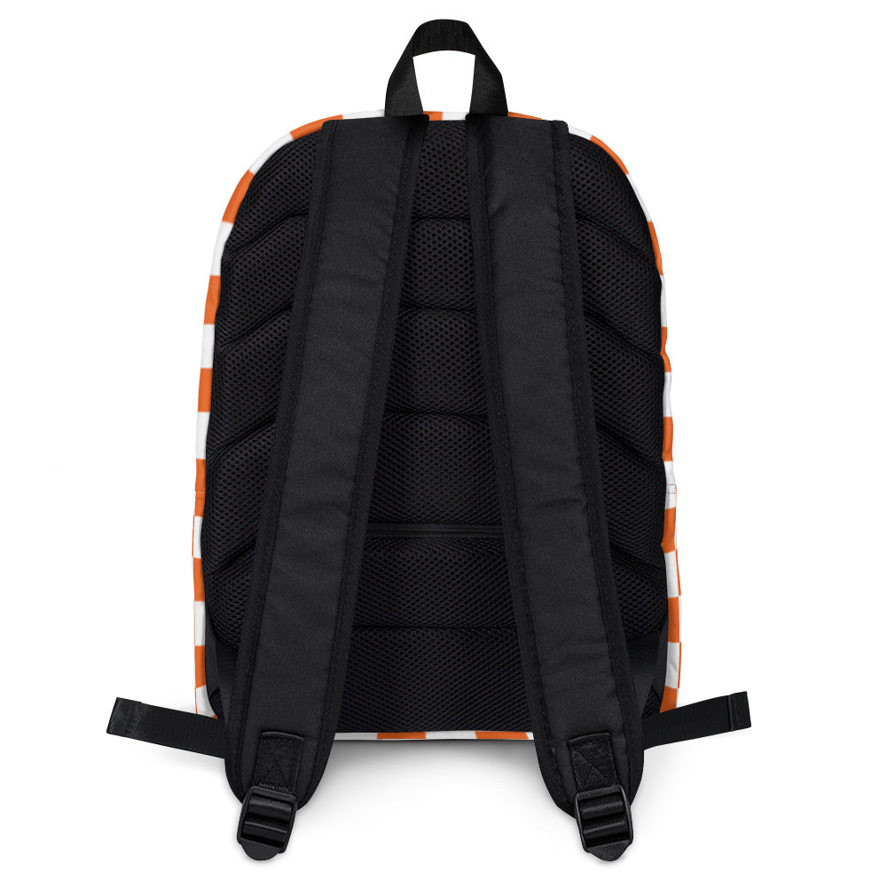 Backpack orange and white checker board