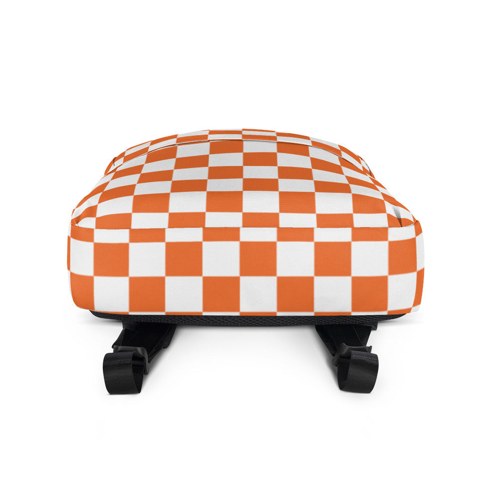 Backpack orange and white checker board