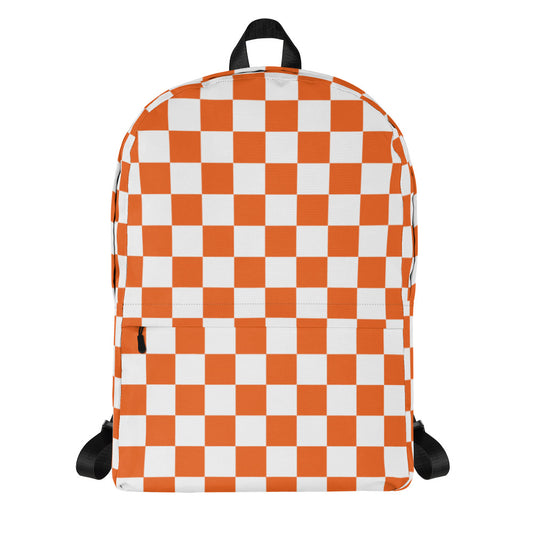 Backpack orange and white checker board
