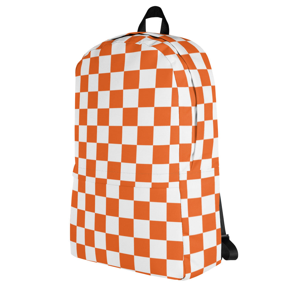 Backpack orange and white checker board