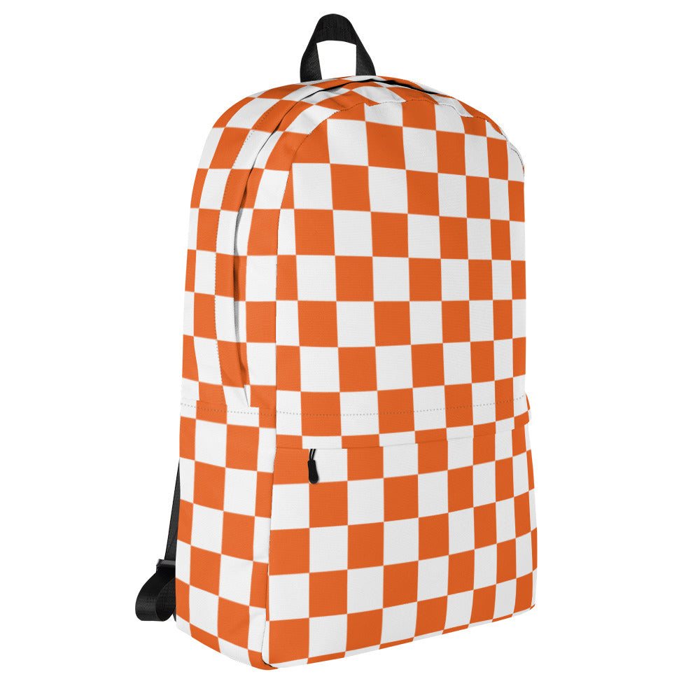 Backpack orange and white checker board