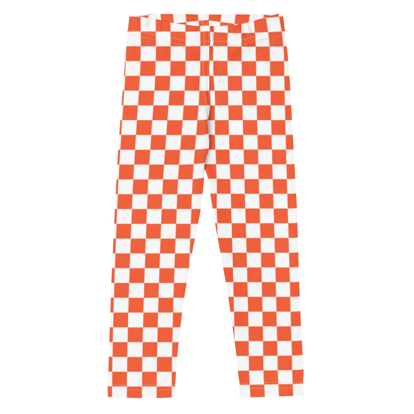 Kid's Leggings ORANGE AND WHITE CHECKER BOARD