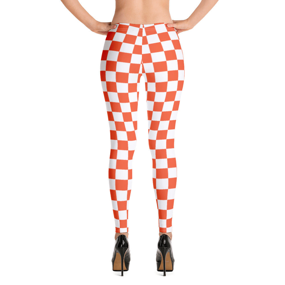 Leggings ORANGE AND WHITE CHECKER BOARD