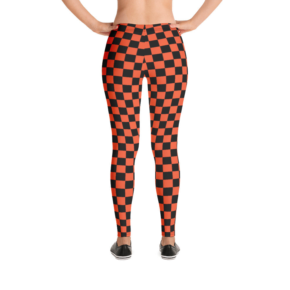 Leggings BLACK AND ORANGE CHECKER BOARD