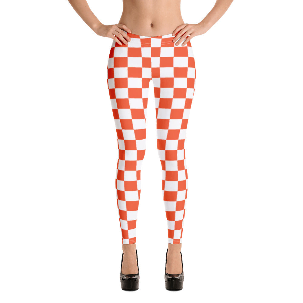 Leggings ORANGE AND WHITE CHECKER BOARD