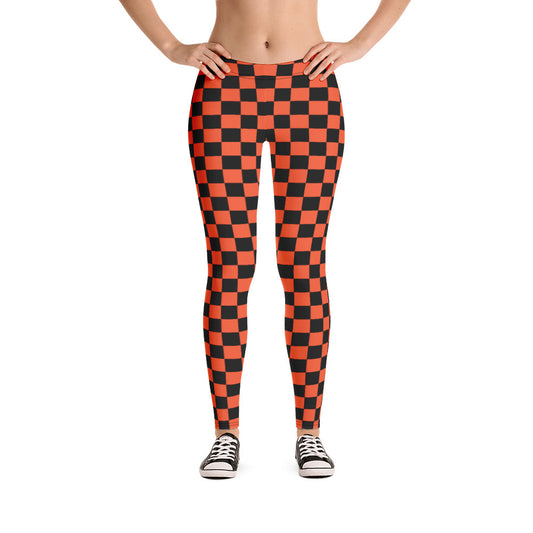 Leggings BLACK AND ORANGE CHECKER BOARD