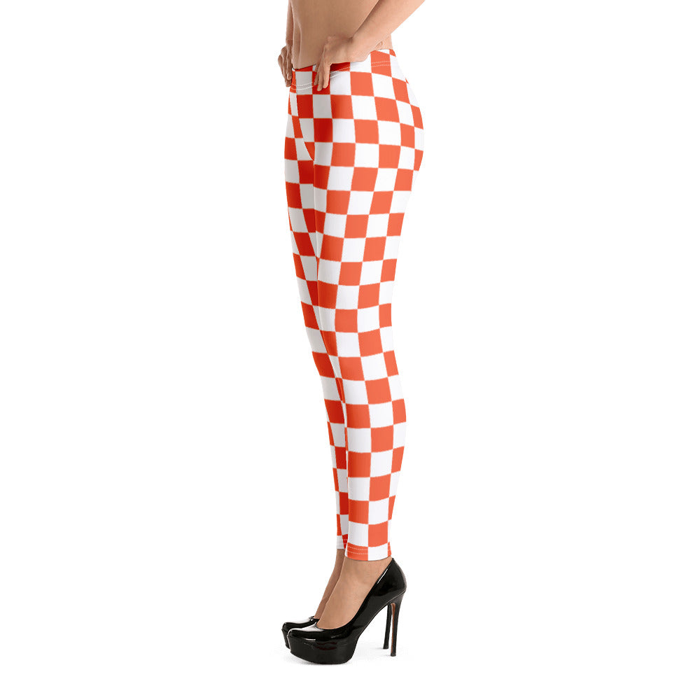 Leggings ORANGE AND WHITE CHECKER BOARD