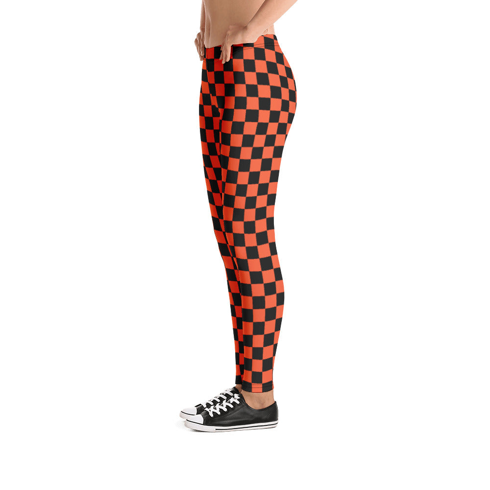 Leggings BLACK AND ORANGE CHECKER BOARD