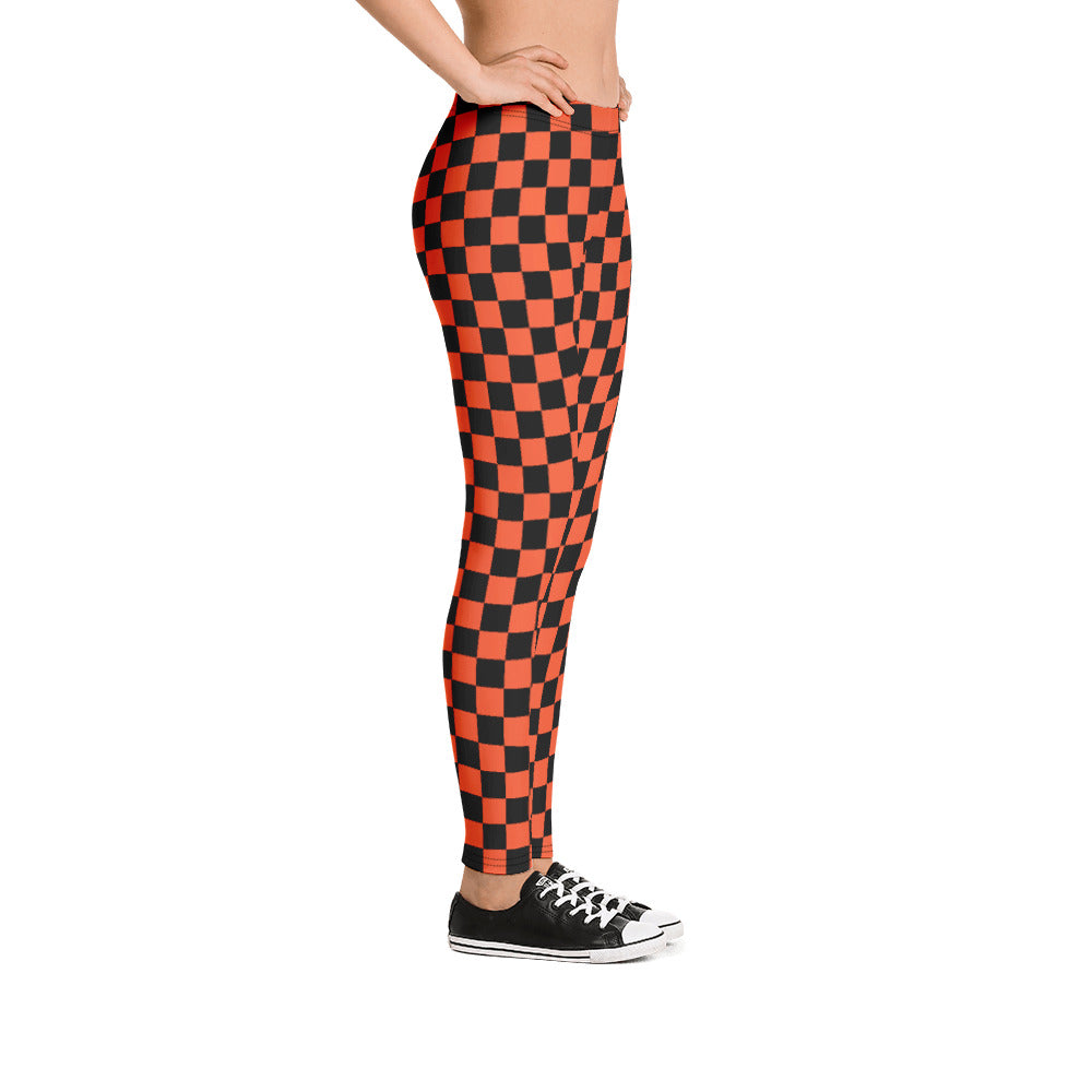 Leggings BLACK AND ORANGE CHECKER BOARD