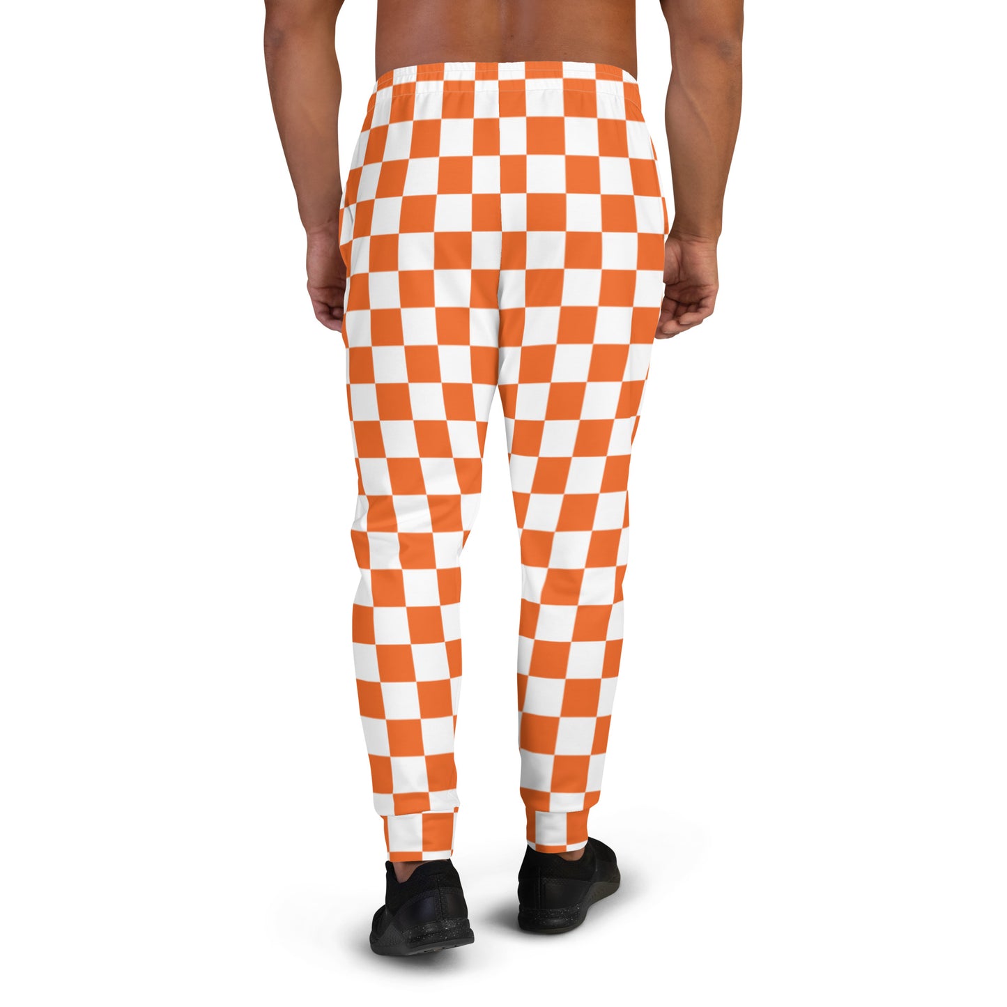 Men's Joggers orange and white checker board