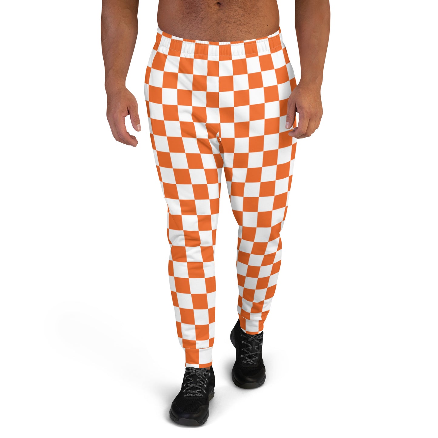 Men's Joggers orange and white checker board