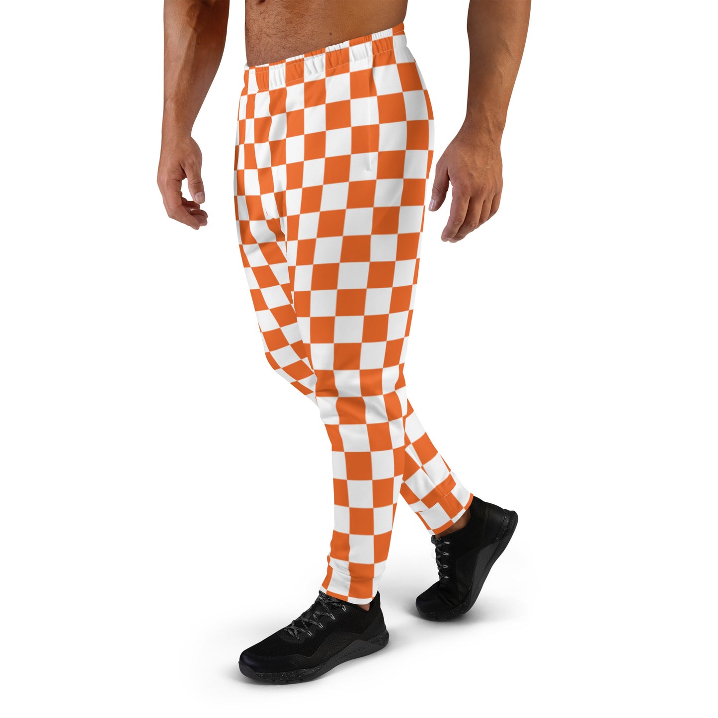 Men's Joggers orange and white checker board