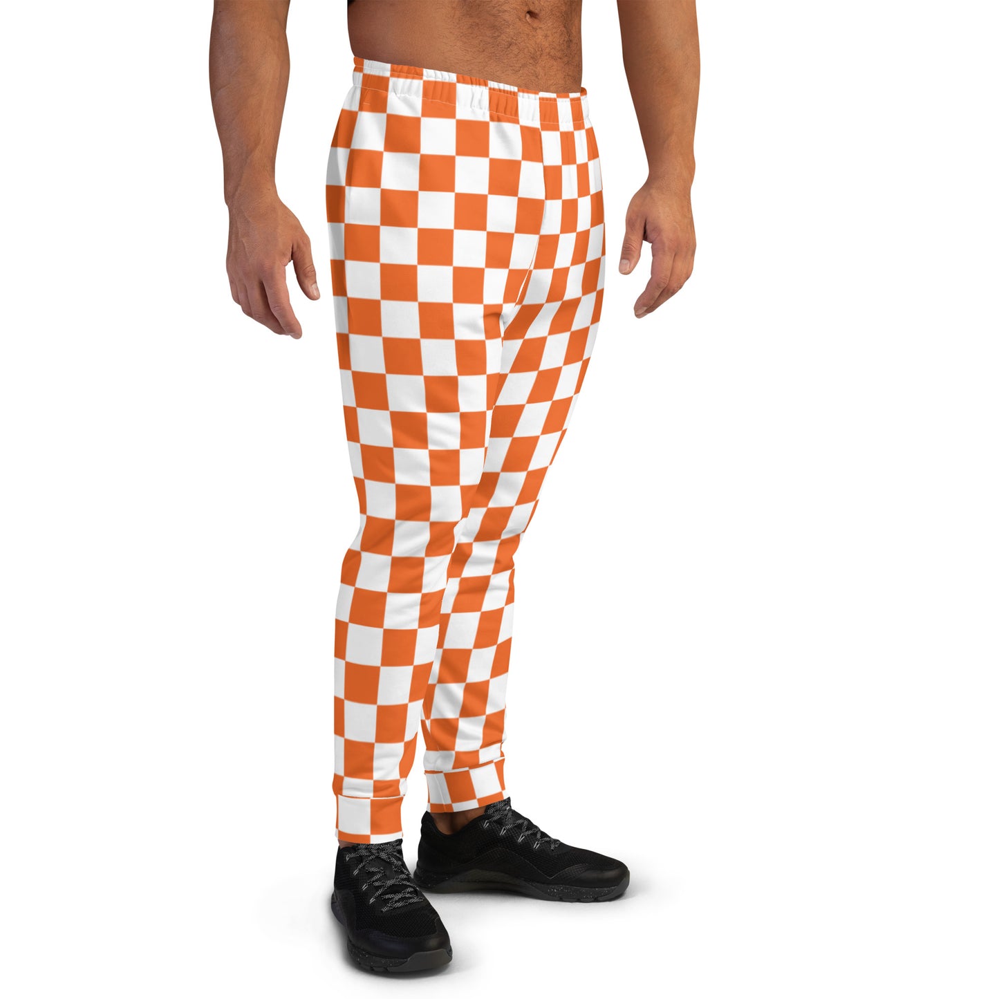 Men's Joggers orange and white checker board