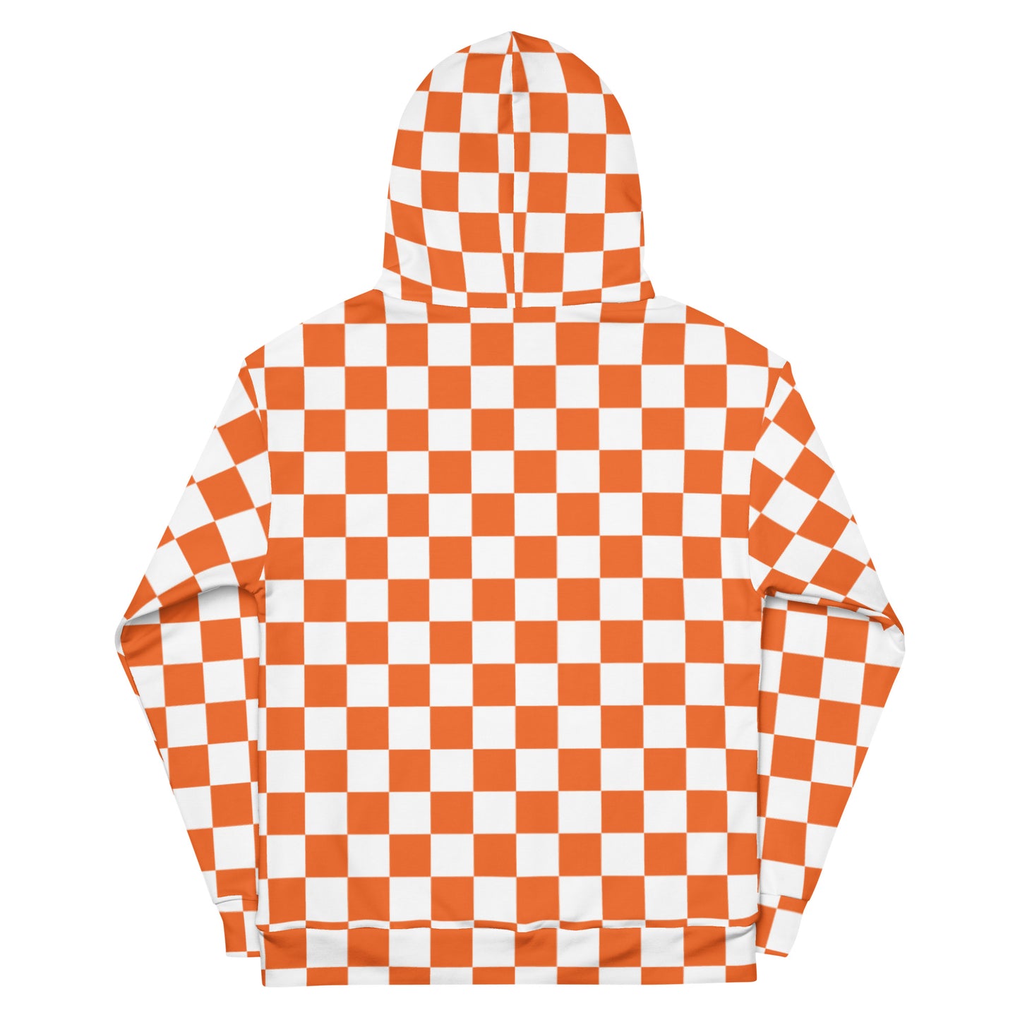 Unisex Hoodie ORANGE AND WHITE CHECKER BOARD/ T ON POCKET