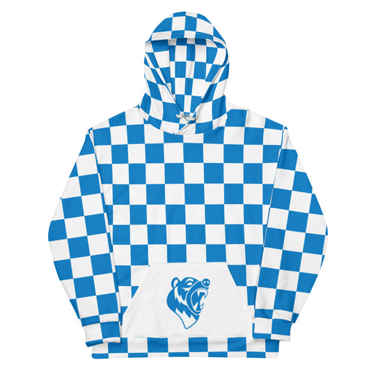 blue checker board bear Hoodie