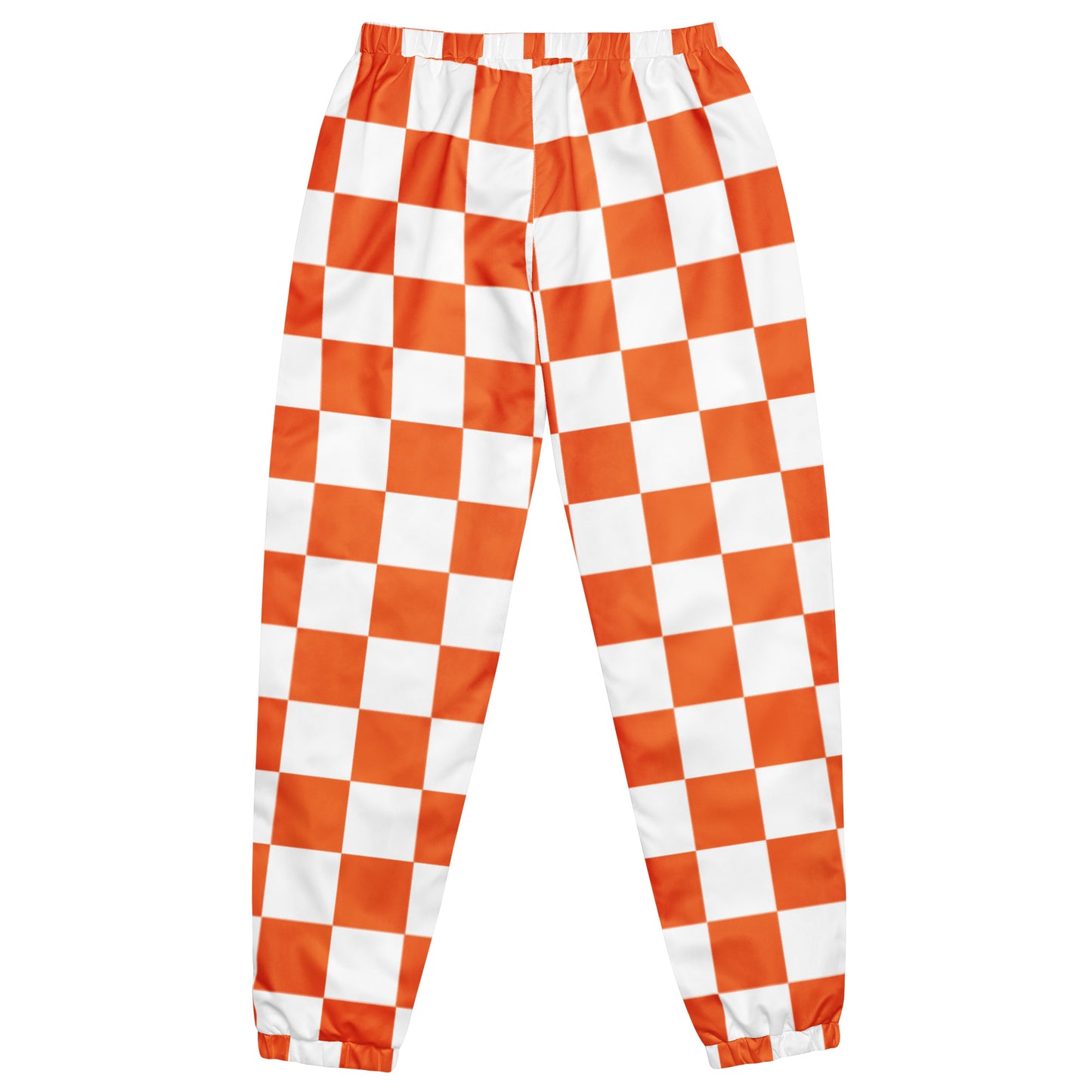 Unisex track pants orange and white checker board