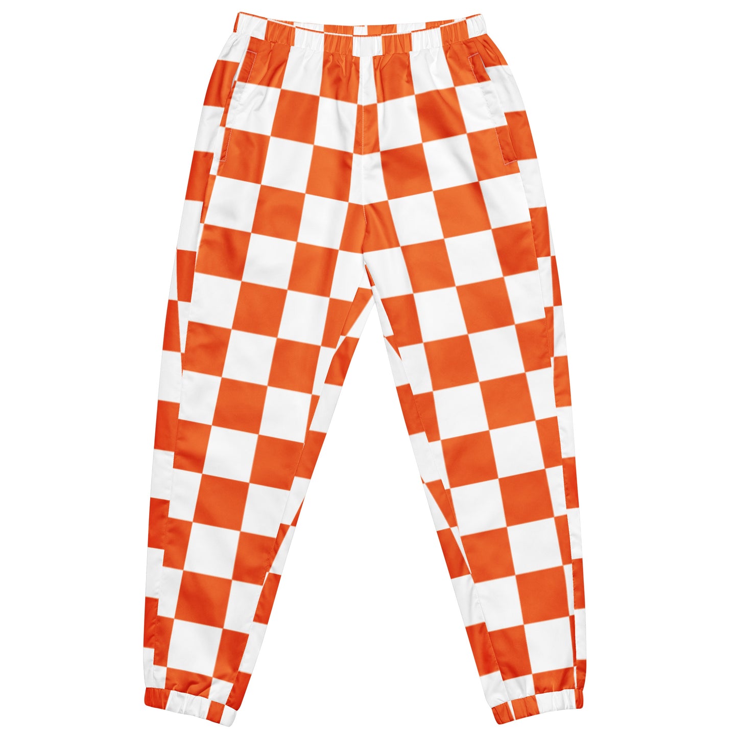 Unisex track pants orange and white checker board